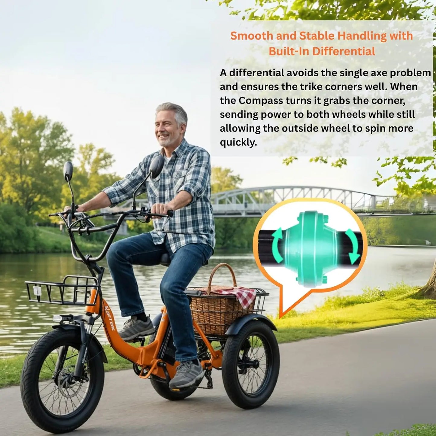Premium Adult Fat Tire Folding Electric Tricycle Adjustable Handlebars