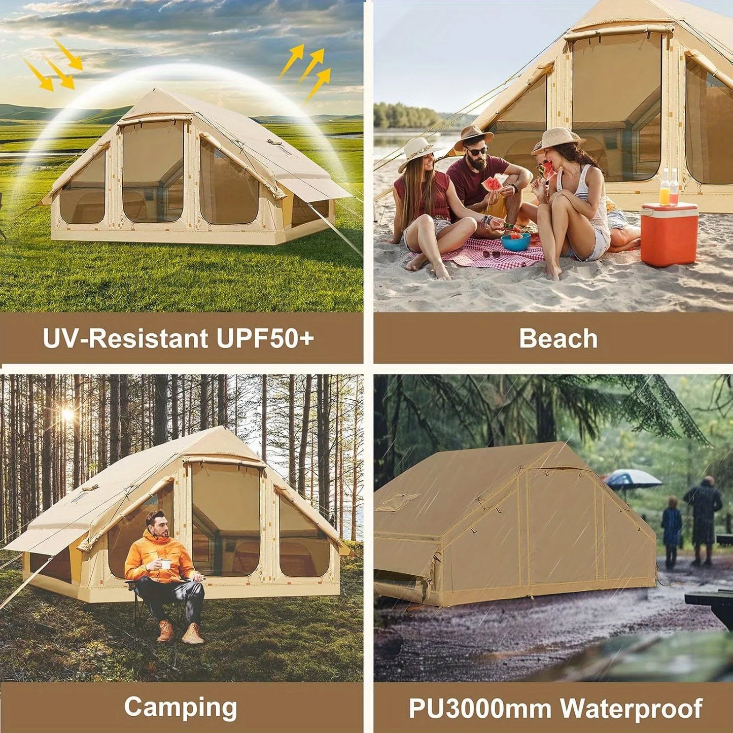 Inflatable Family Tent With Skylight Hand Pump And Chimney