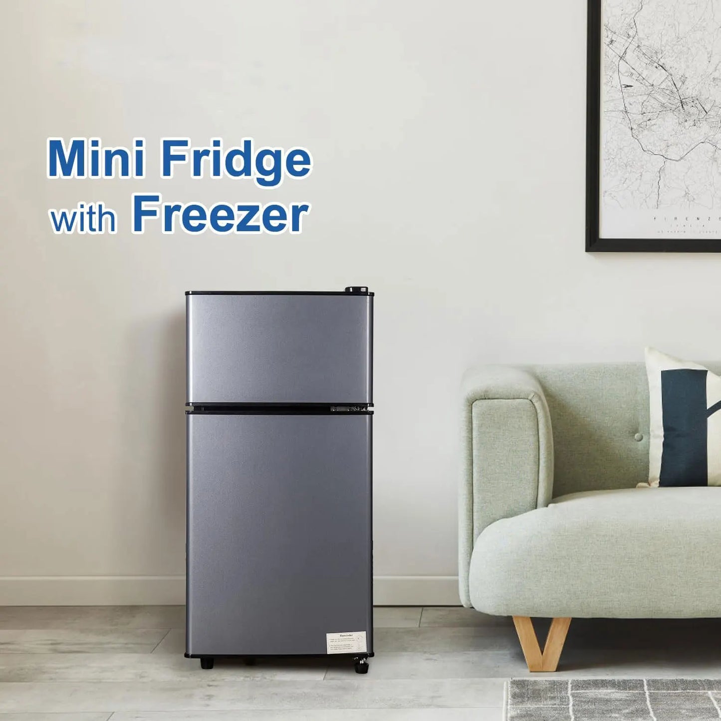 Krib Bling Mini Fridge With Freezer 2.9 Cu Ft Efficient
