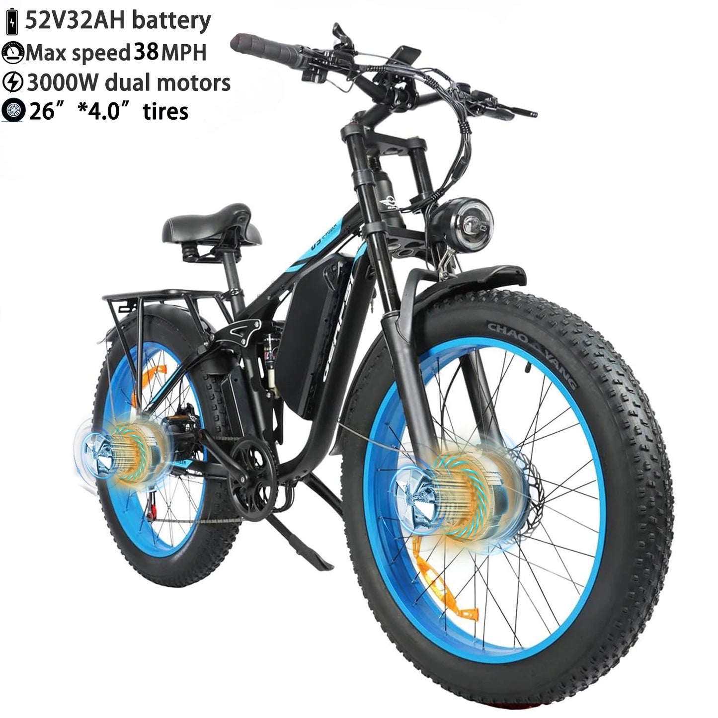 BAOLUJIE Electric Bike 1500W Peak Power E Bike for Adults