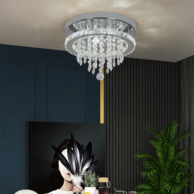 GreeLustr Modern Minimalist Dimmable LED Crystal Chandelier With Remote