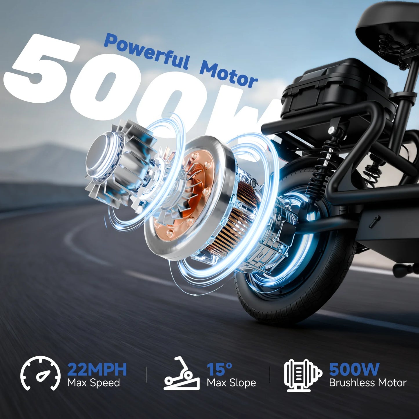 AOVOPRO 500W Foldable Electric Bicycle With 10.4Ah Battery