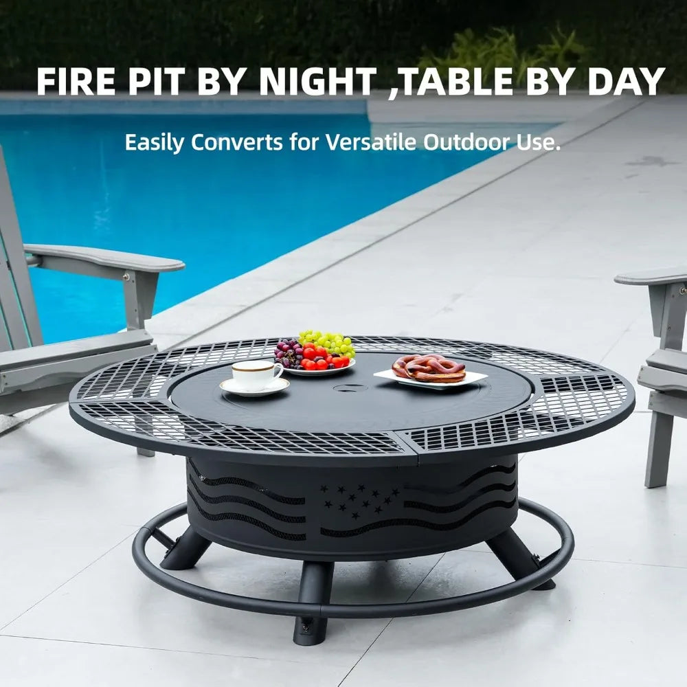 Panovue Outdoor Steel Fire Pit With Double Cooking Grates