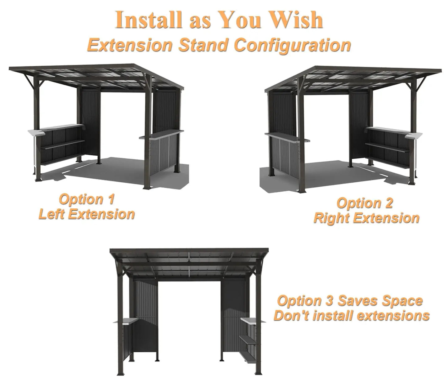 Grill Gazebo With Galvanized Steel Canopy Storage Shelves Privacy Screen