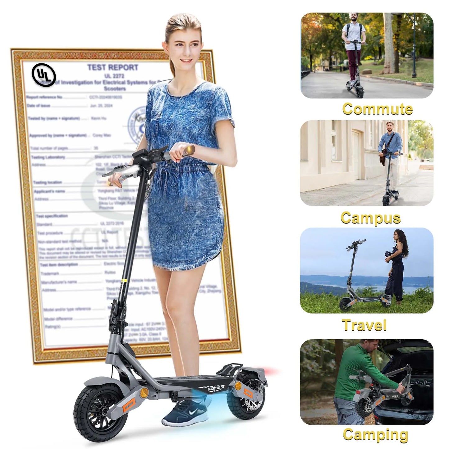 BIkydom Electric Scooter 1200W 48V Top Speed 35MPH Premium