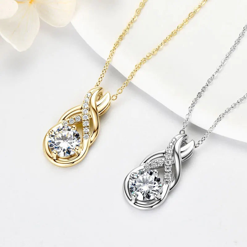 IOGOU Moissanite Jewelry Set Sterling Silver Infinity Necklace Earrings