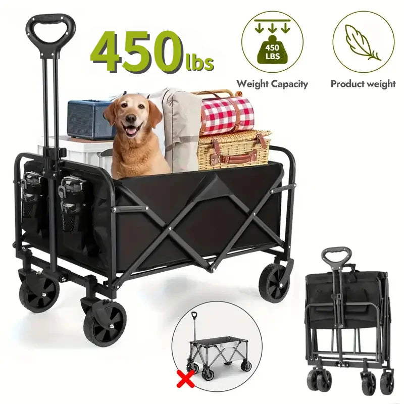 Foldable Wagon Heavy Duty Utility Cart With Side Pockets