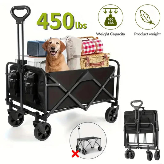 Foldable Wagon Heavy Duty Utility Cart With Side Pockets