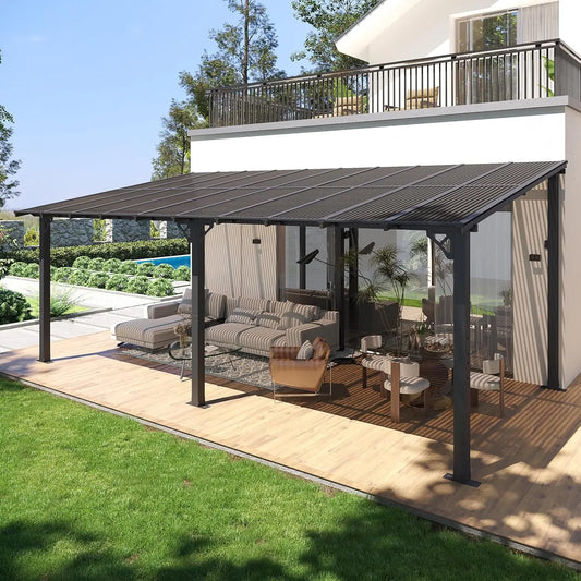 Lean To Gazebo With Aluminum Frame And Polycarbonate Roof