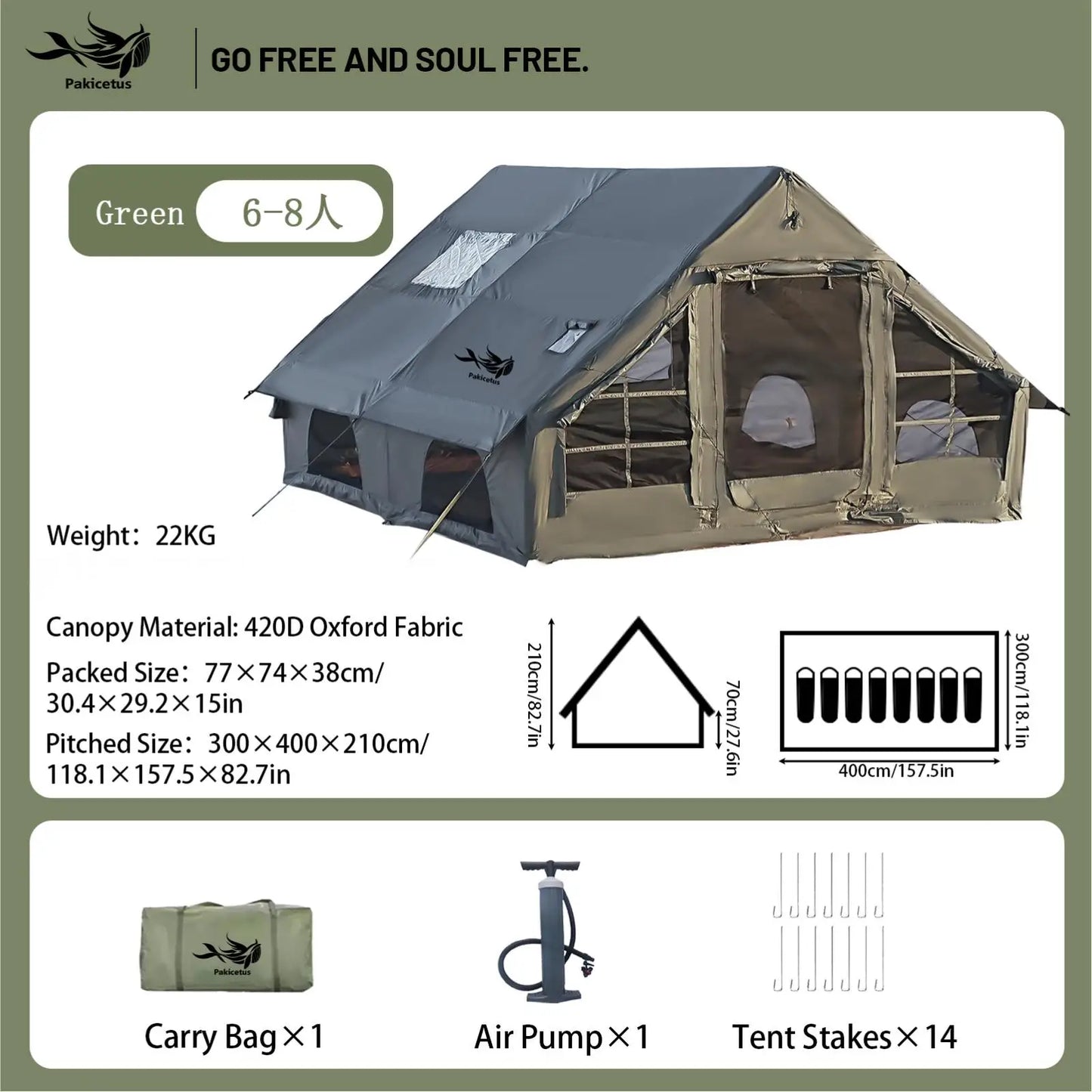 Inflatable Quick Setup Camping Tent Waterproof Family Portable Air Tent