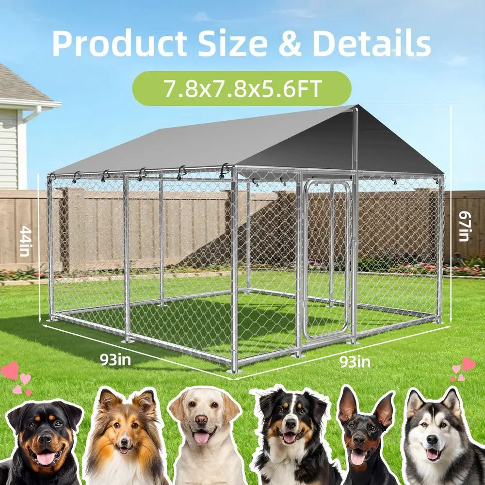 Heavy Duty Outdoor Dog Kennel With Waterproof Roof Fence