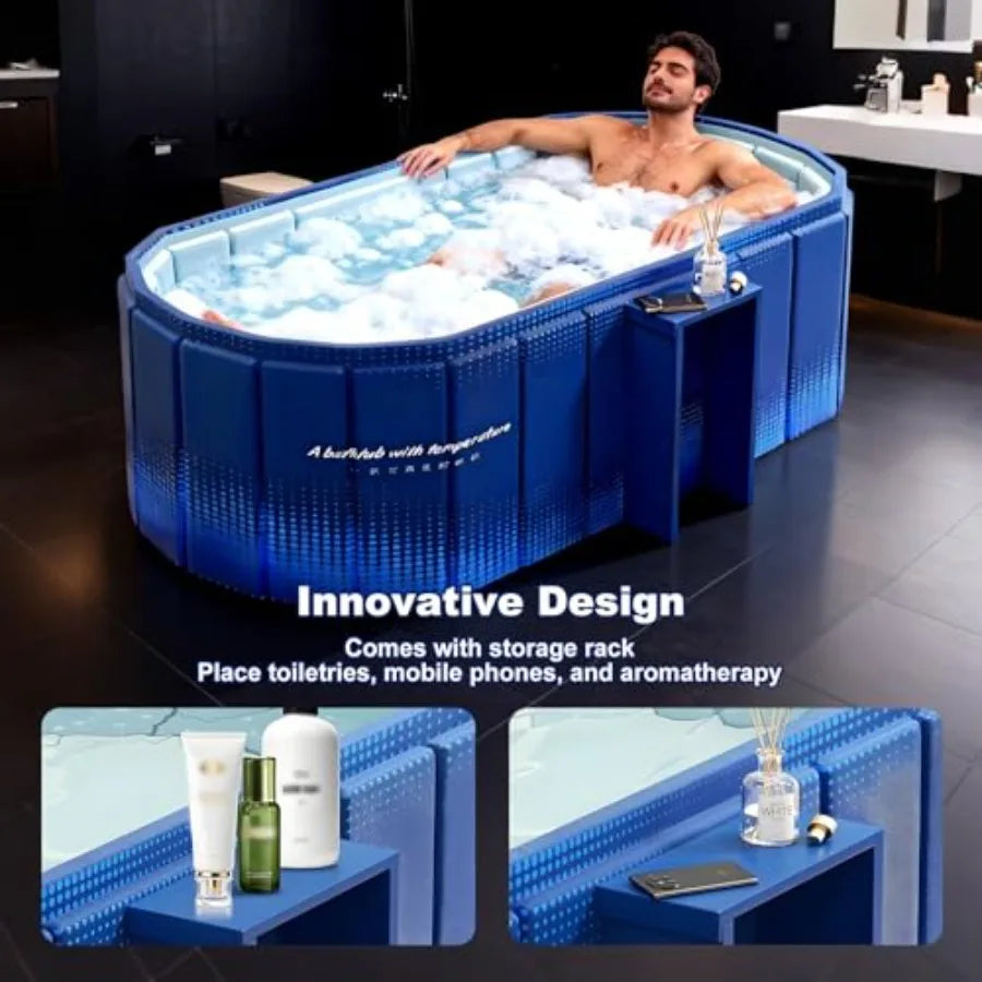 Portable Collapsible Cold Plunge Bathtub With Built In Ledges