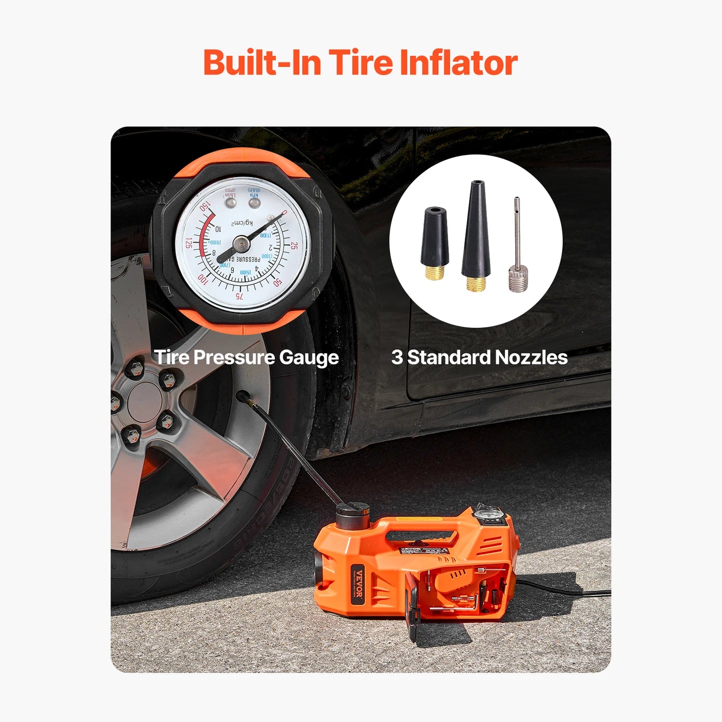Succebuy 5T Electric Car Jack With Built In Inflator LED