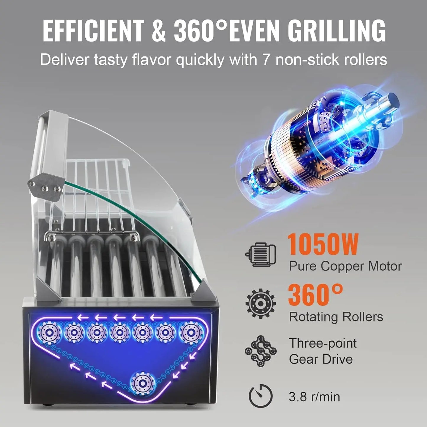 Commercial Electric Hot Dog Sausage Grill Machine 110V 220V