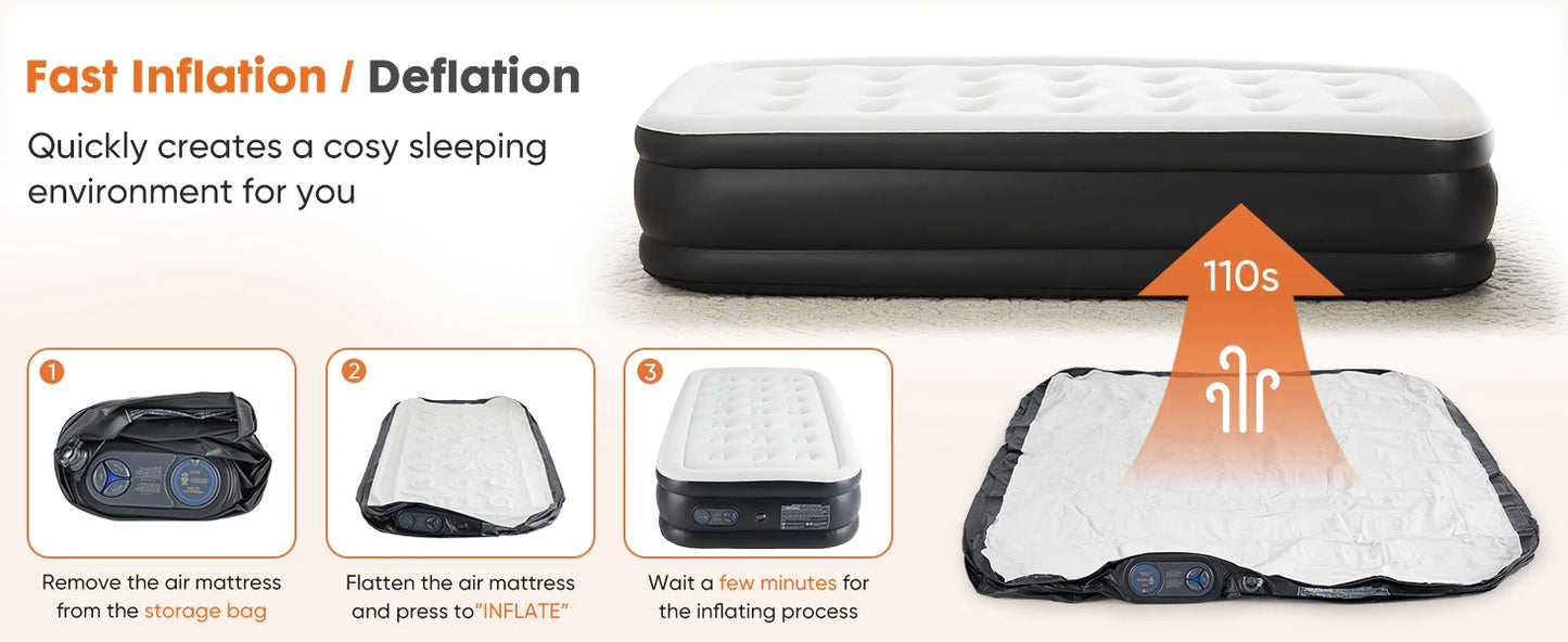 JHK Air Mattress Double Height With Non Slip Bottom