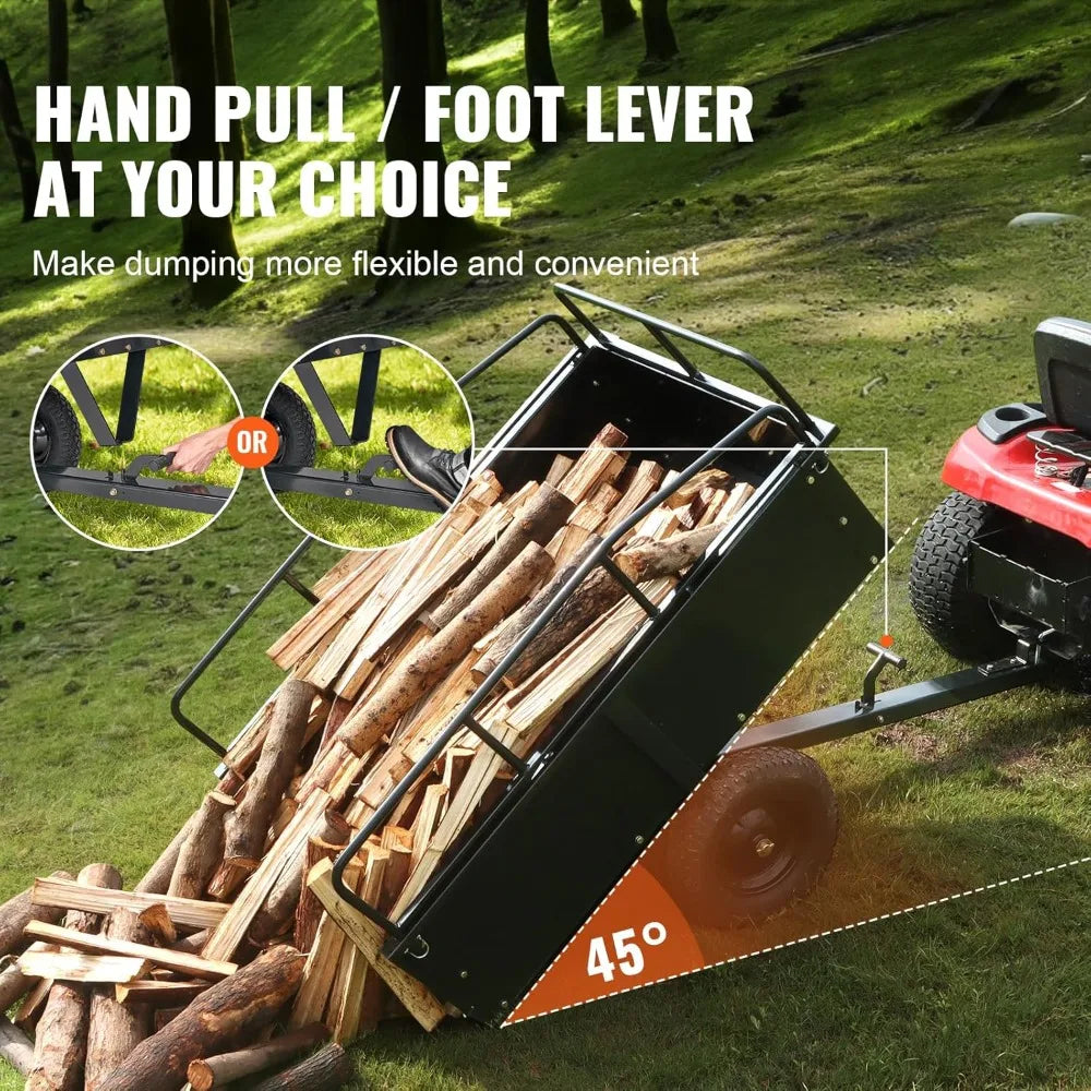 ATV Trailer Dump Cart 750 Lb Capacity With Removable Sides