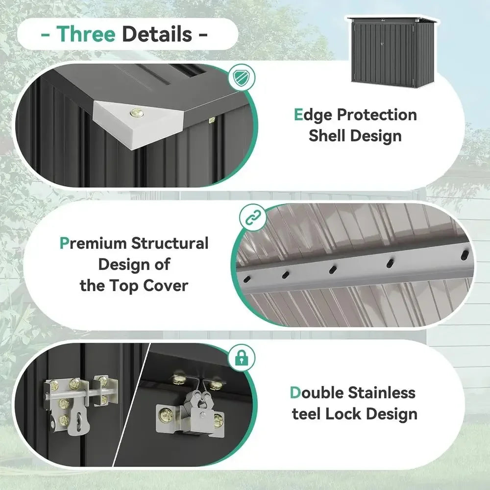 Enhanced Metal Outdoor Storage Shed for Trash Cans and Tools