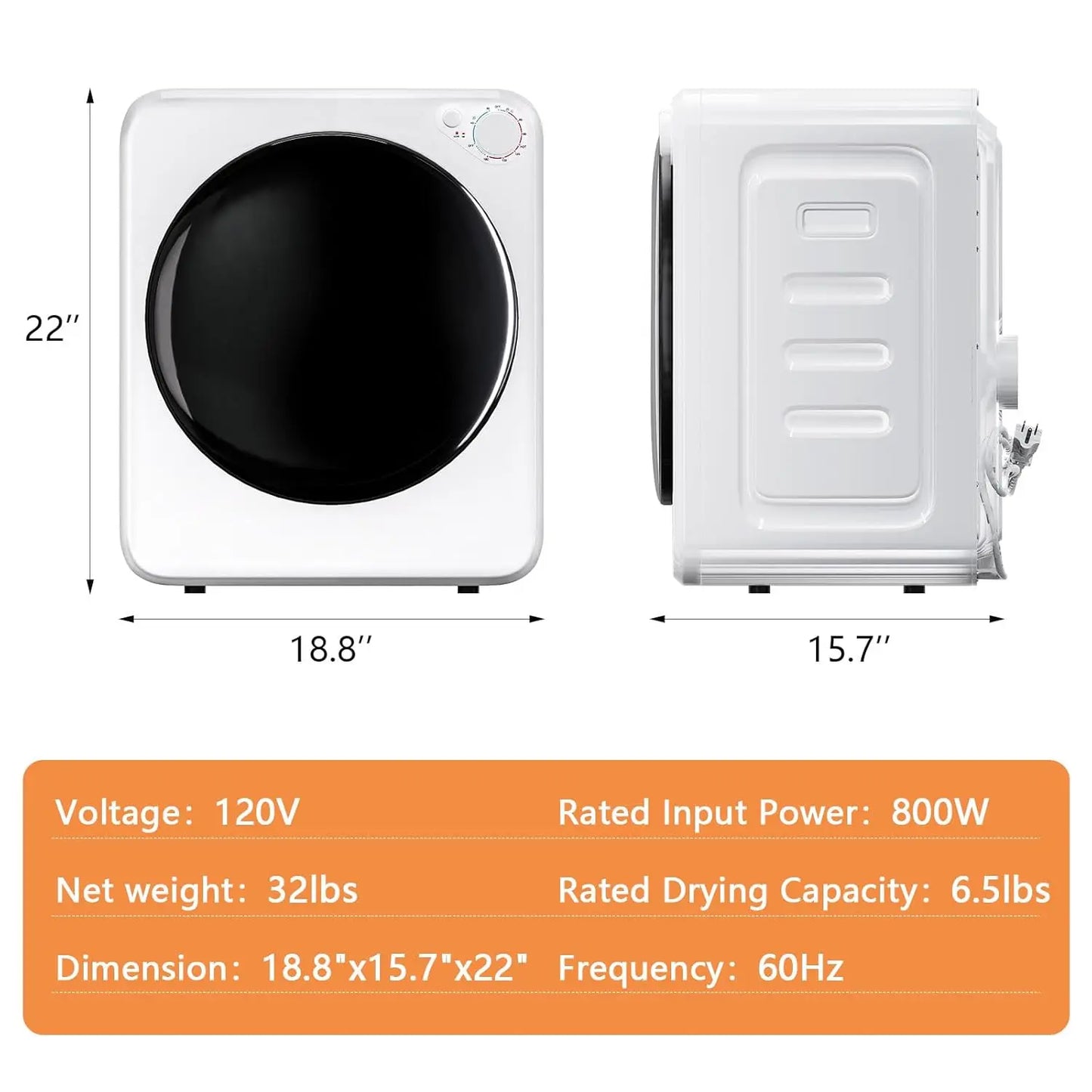 Fully Automatic Portable Washer Dryer Combo With Five Modes