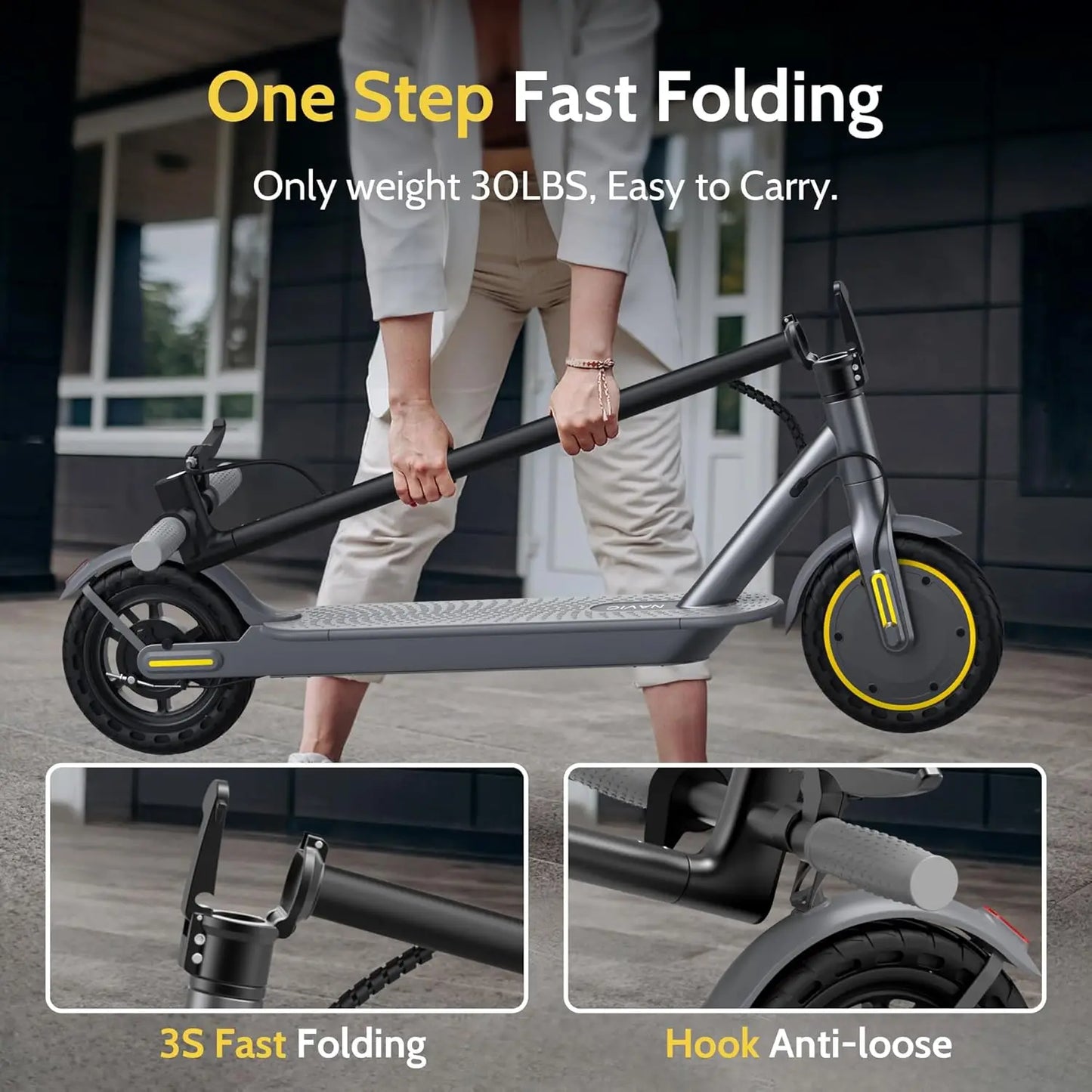 Navic T5 Electric Scooter 350W 19MPH App Control Folding 22 Miles Range