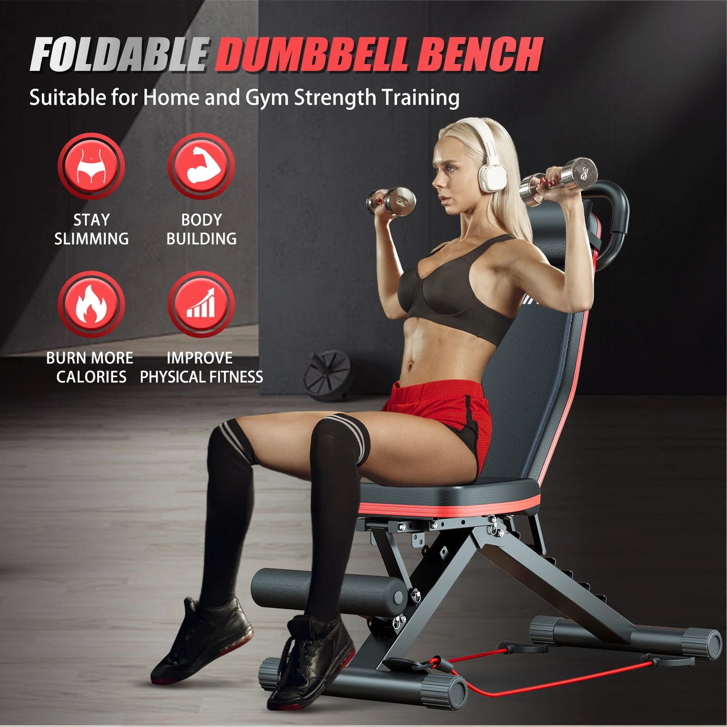 14-In-1 Foldable Dumbbell Bench With 6 Adjustable Levels For Full Body Workout