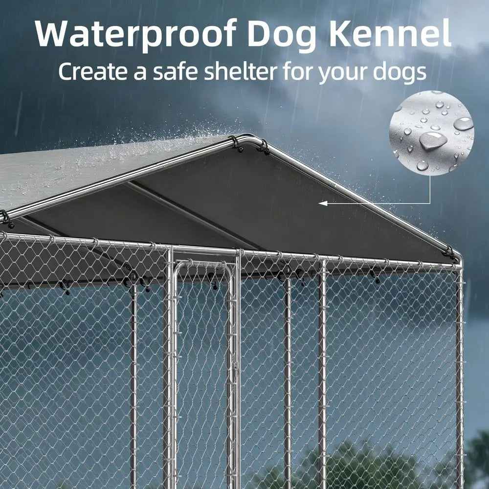 Heavy Duty Outdoor Dog Kennel With Waterproof Roof Fence
