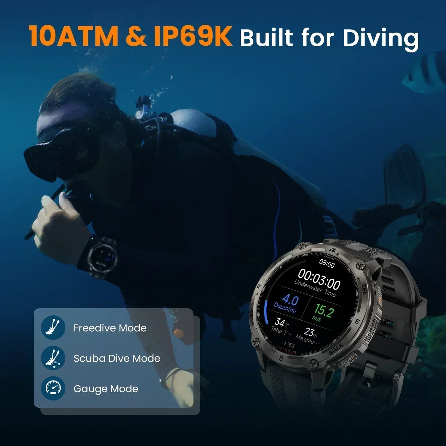 KOSPET Tank T4 Smartwatch For Men GPS Offline Maps 10ATM
