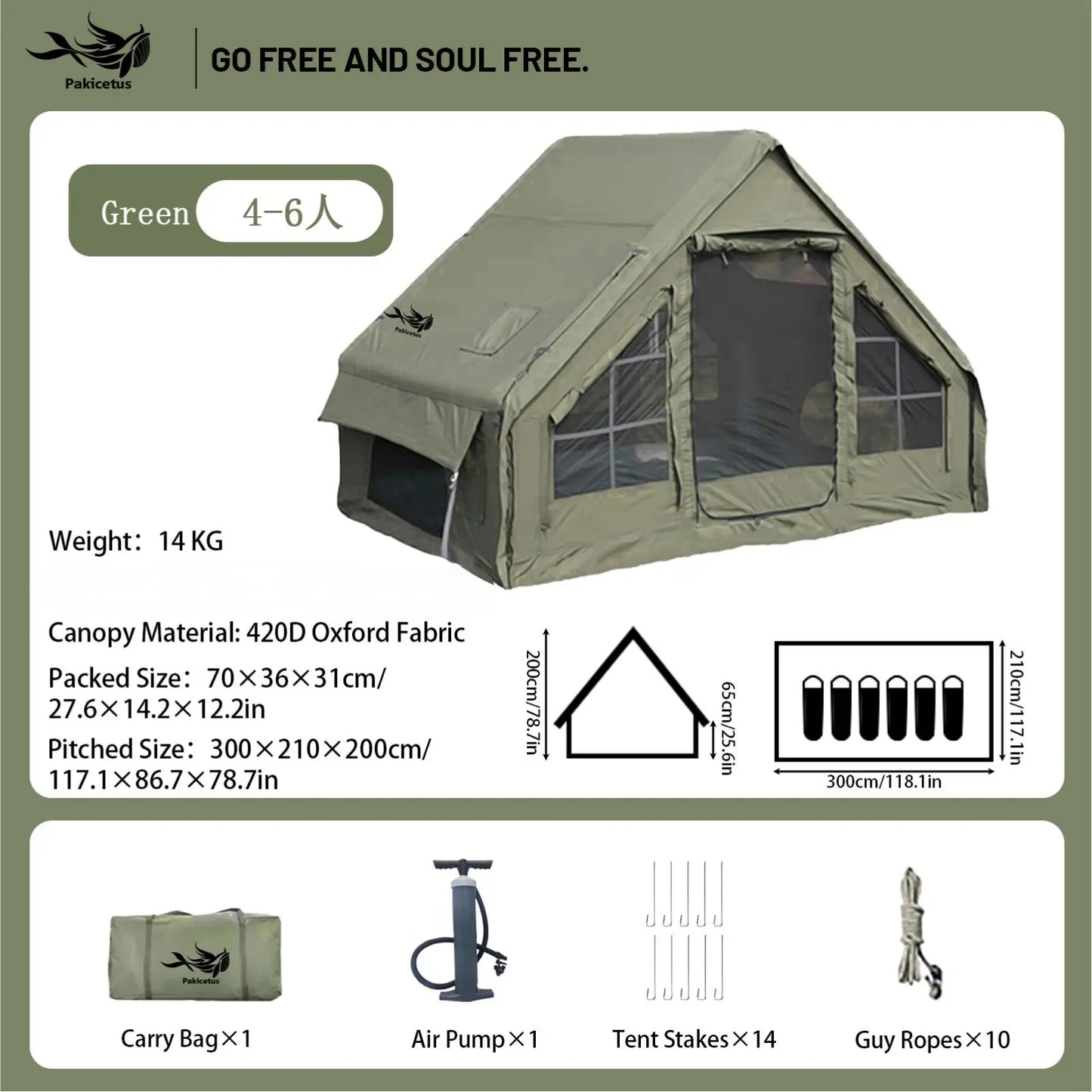 Inflatable Quick Setup Camping Tent Waterproof Family Portable Air Tent