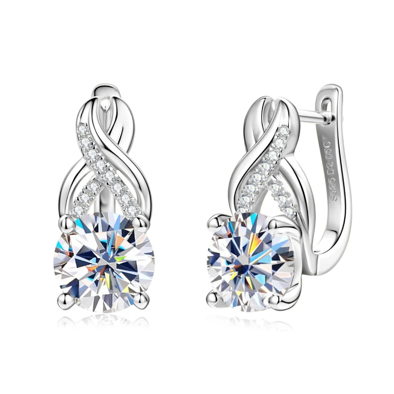 IOGOU Moissanite Jewelry Set Sterling Silver Infinity Necklace Earrings