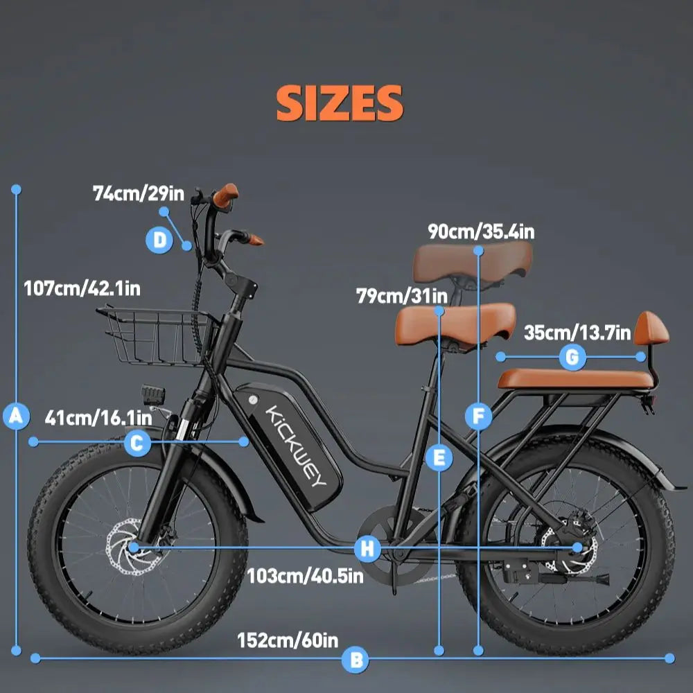 Kickwey Electric Mountain Bike 1500W Peak Removable Battery