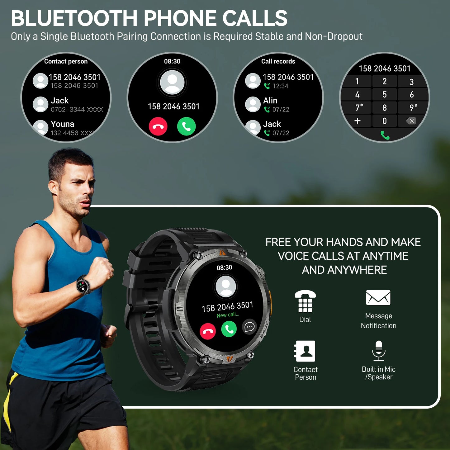 EIGIIS KE3 Bluetooth Smartwatch For Men Health Monitor