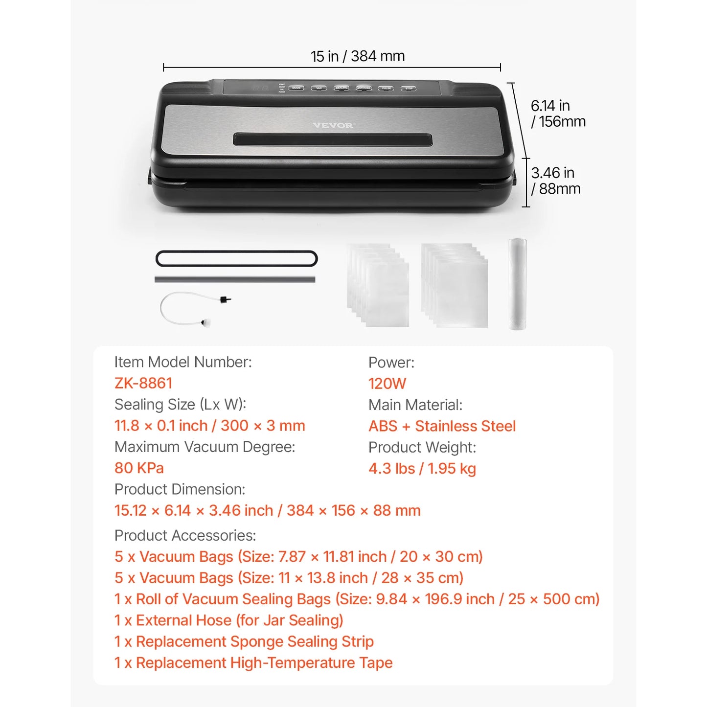 VEVOR 7-In-1 Electric Vacuum Sealer For Kitchen Food Storage