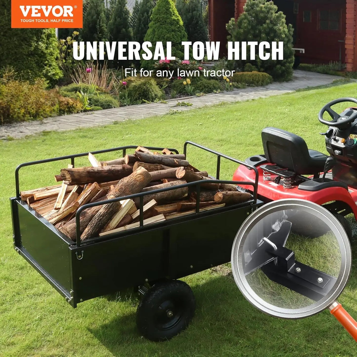 ATV Trailer Dump Cart 750 Lb Capacity With Removable Sides