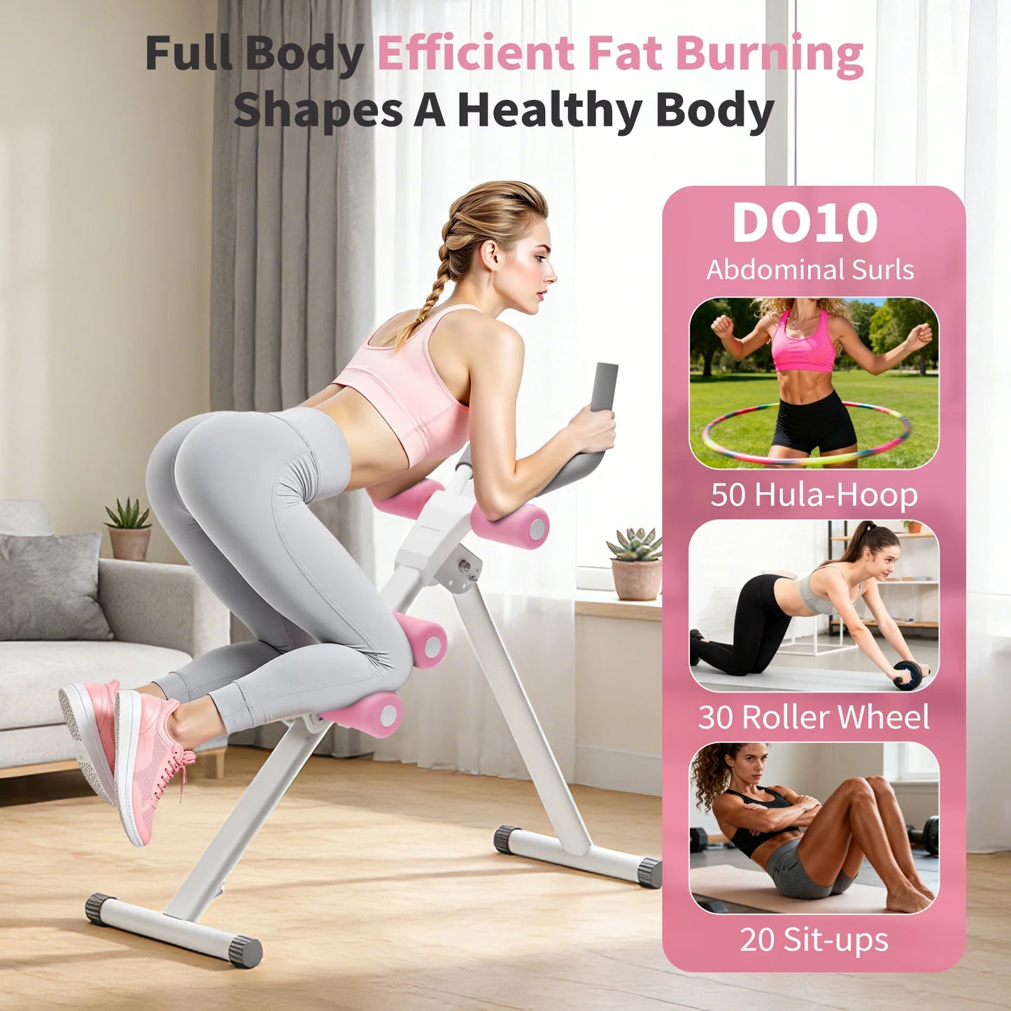 Foldable Ab Machine Core Workout Equipment 4 Level Waist Toner 250 Lb Capacity