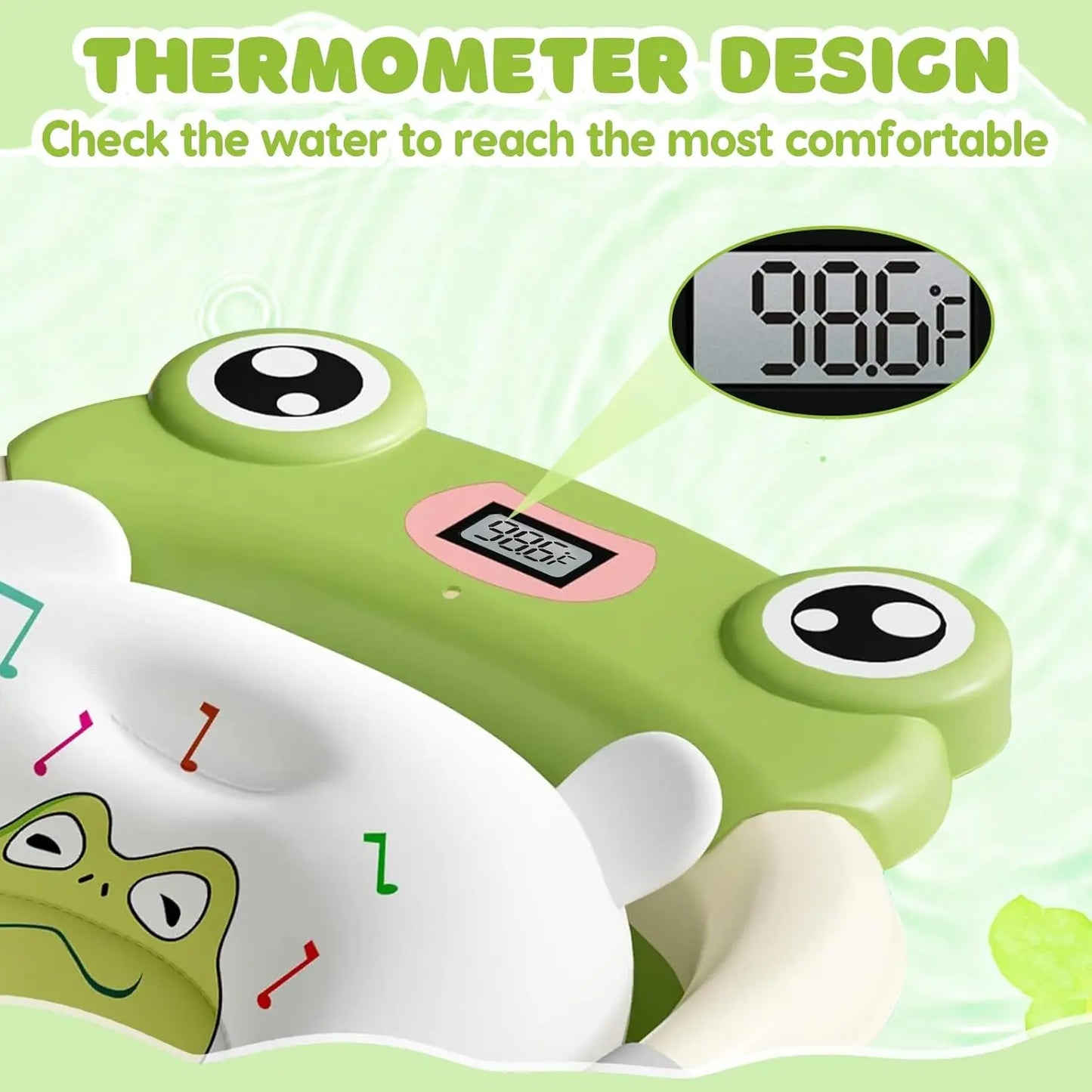Baby Bath Tub With Cushion Thermometer Foldable Design
