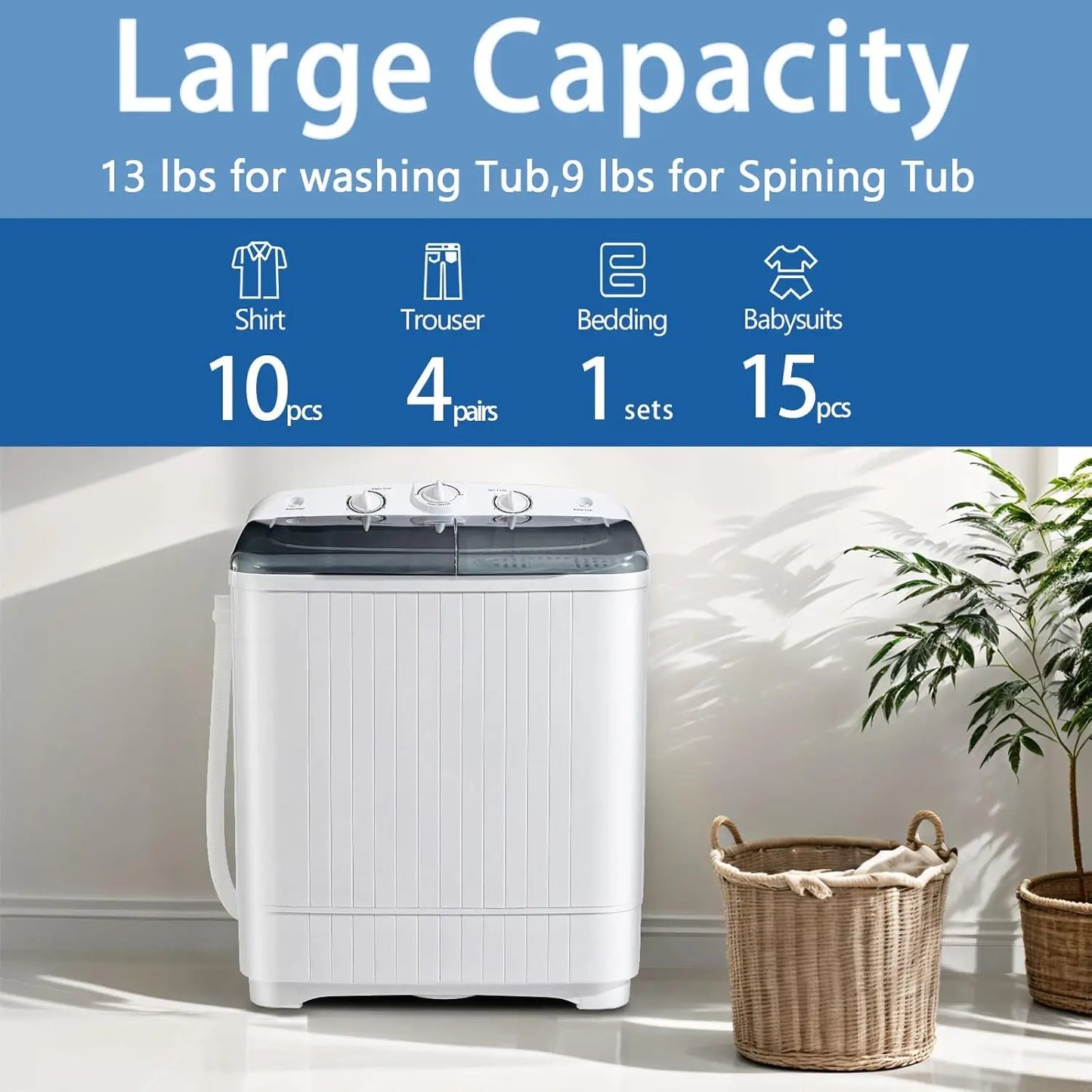Fully Automatic Portable Washer Dryer Combo With Five Modes