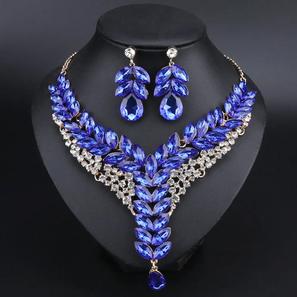 Austrian Crystal Bridal Necklace And Earring Jewelry Set