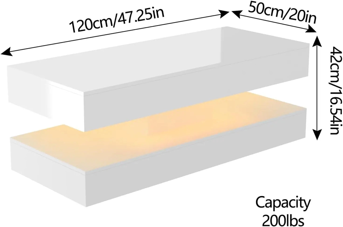 QiaoShiRen Modern LED Coffee Table With Two Storage Drawers