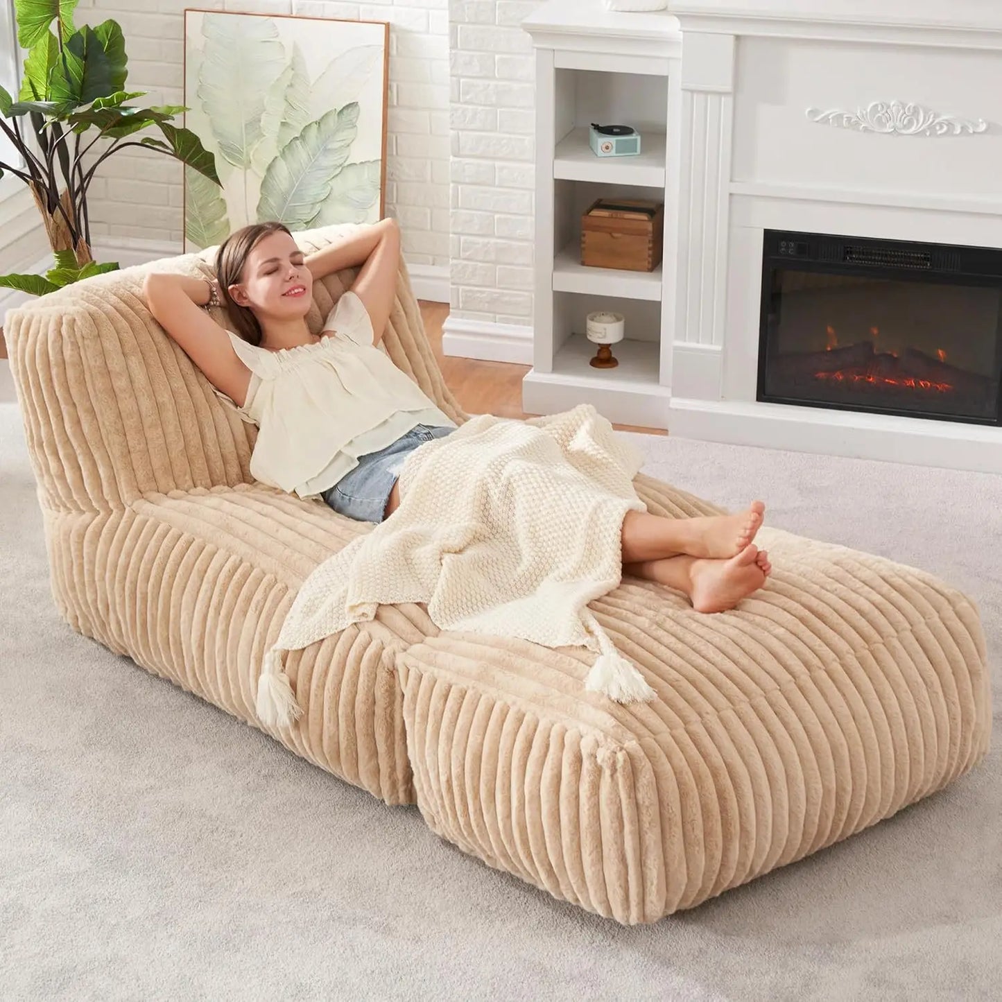Bean Bag Lounger Chair With Memory Foam