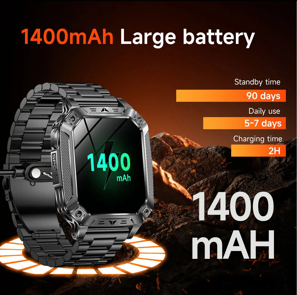 GPS Smart Watch AMOLED 1400mAh Waterproof Fitness Tracker Bluetooth Call