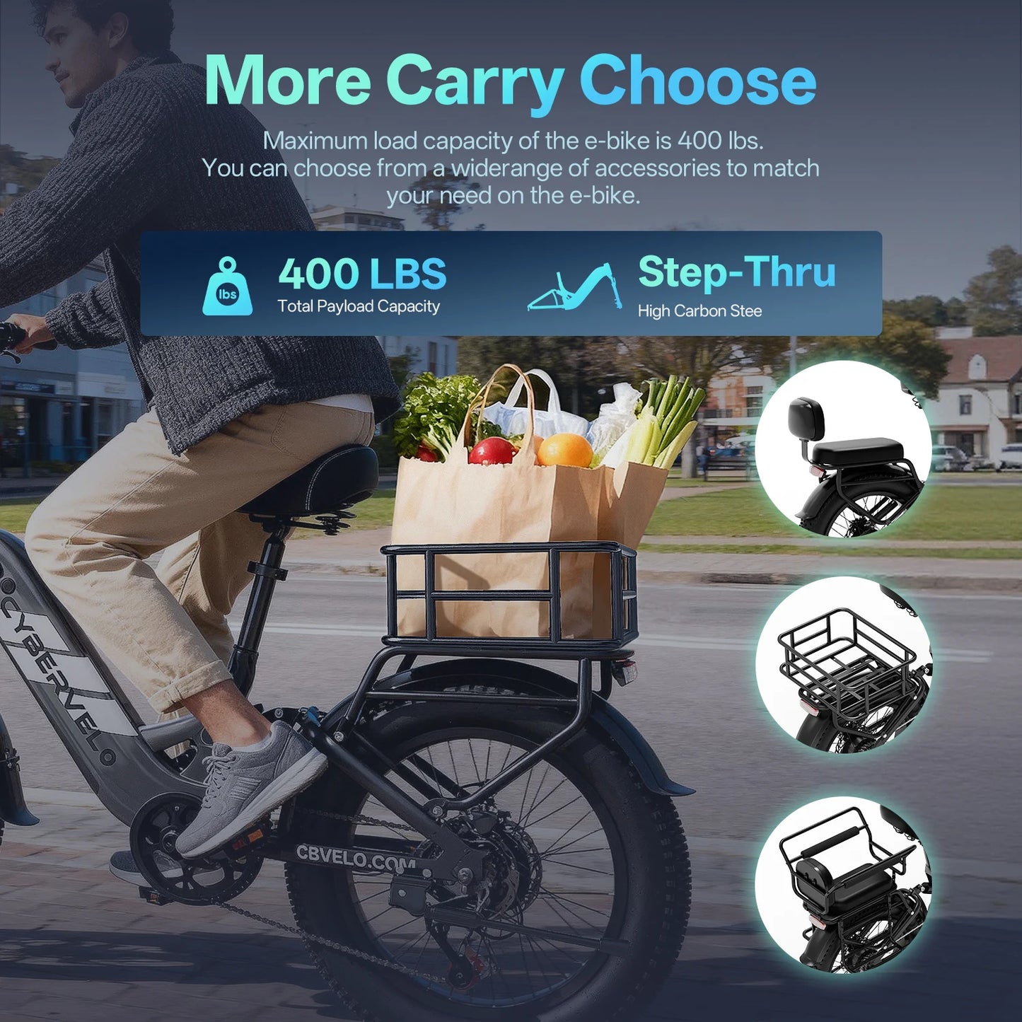 CYBERVELO EK12 Step Through Electric Bike With Removable 48V Battery