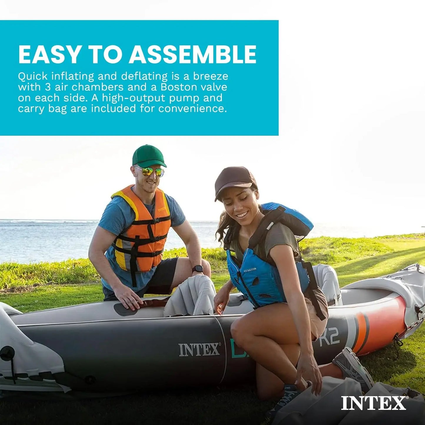 Dakota K2 2-Person Inflatable Kayak Set With Oars And Pump