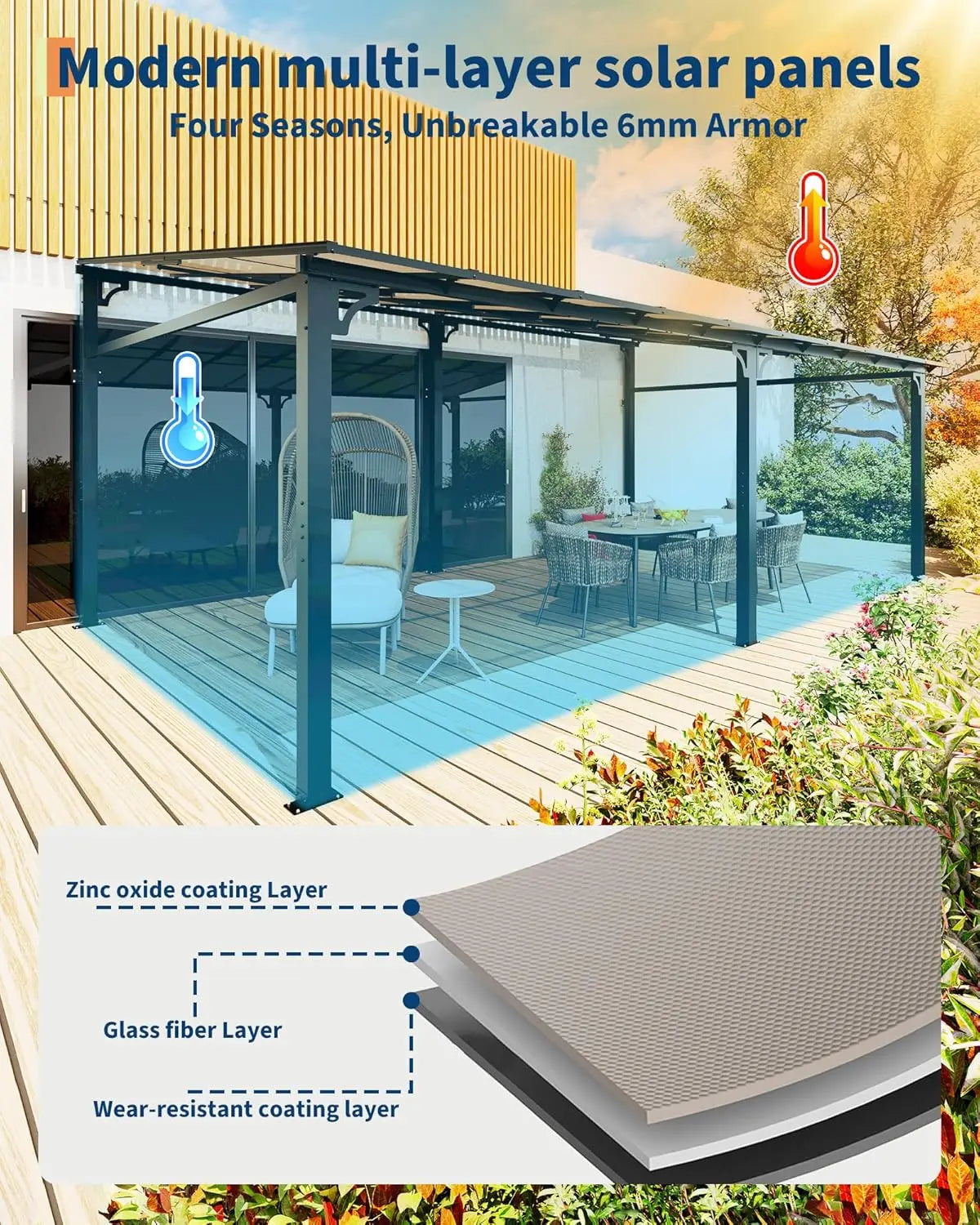Wall Mounted Lean-To Gazebo With Aluminum Frame And Polycarbonate Roof
