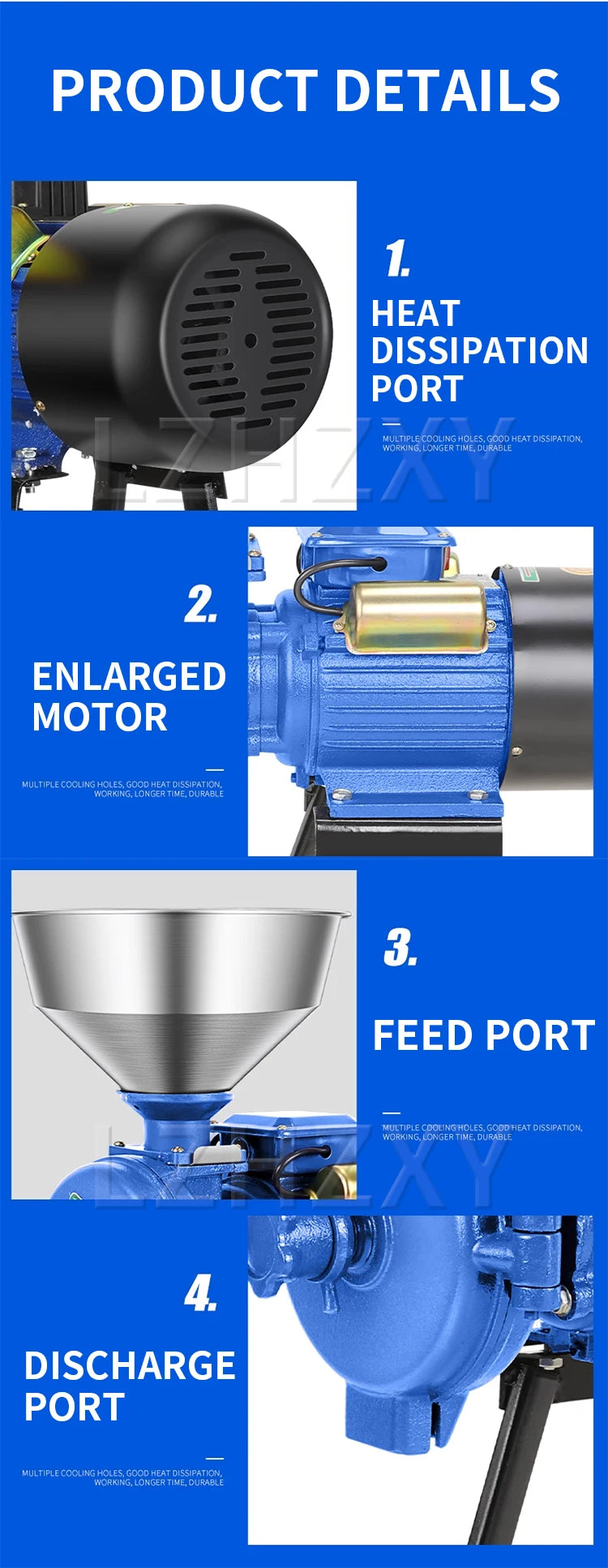 LZHZXY 220V Corn Grinder Multifunctional Dry And Wet Mill
