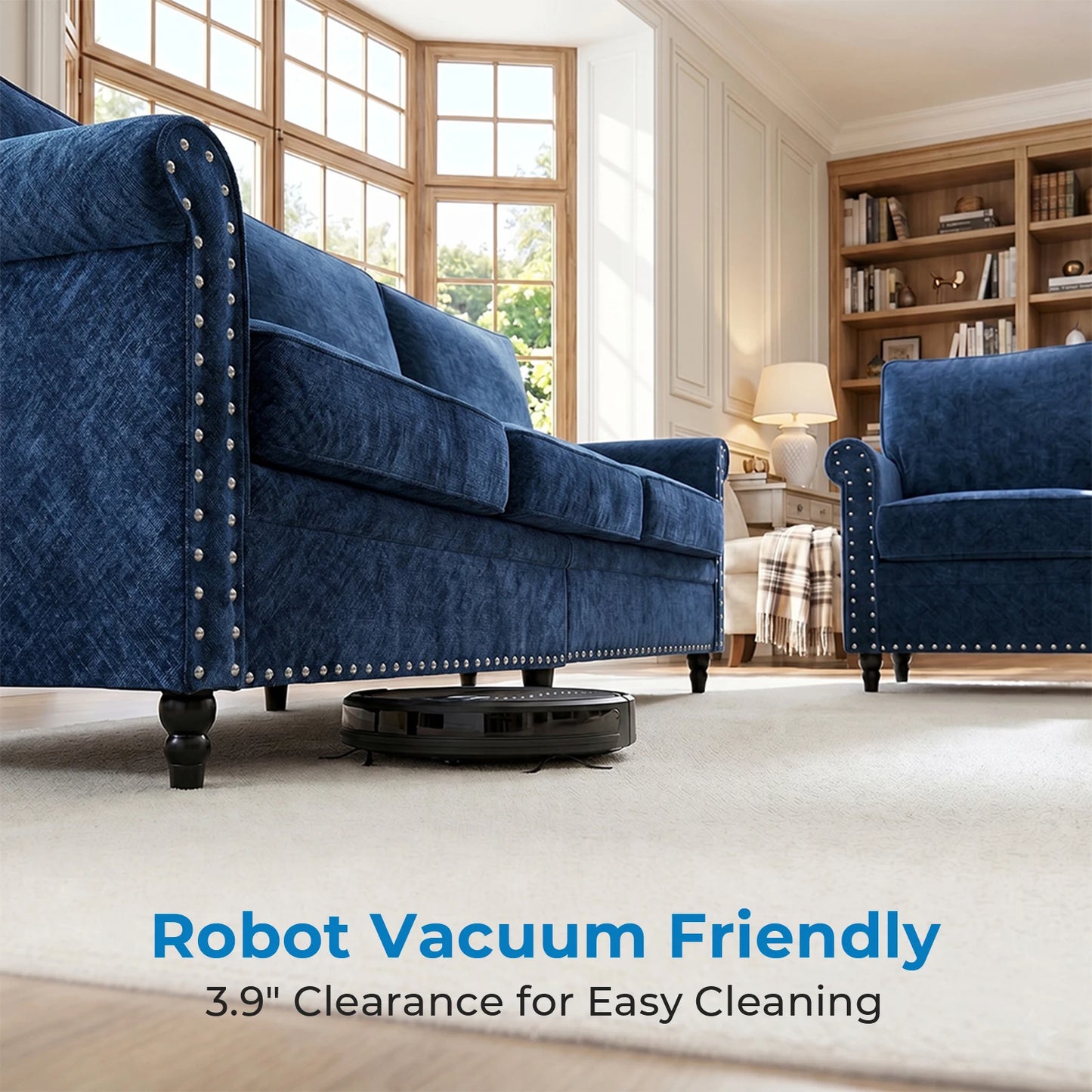 PUREMIND Modern 2pc Chenille Sofa Set With Wood Frame And Gourd Legs