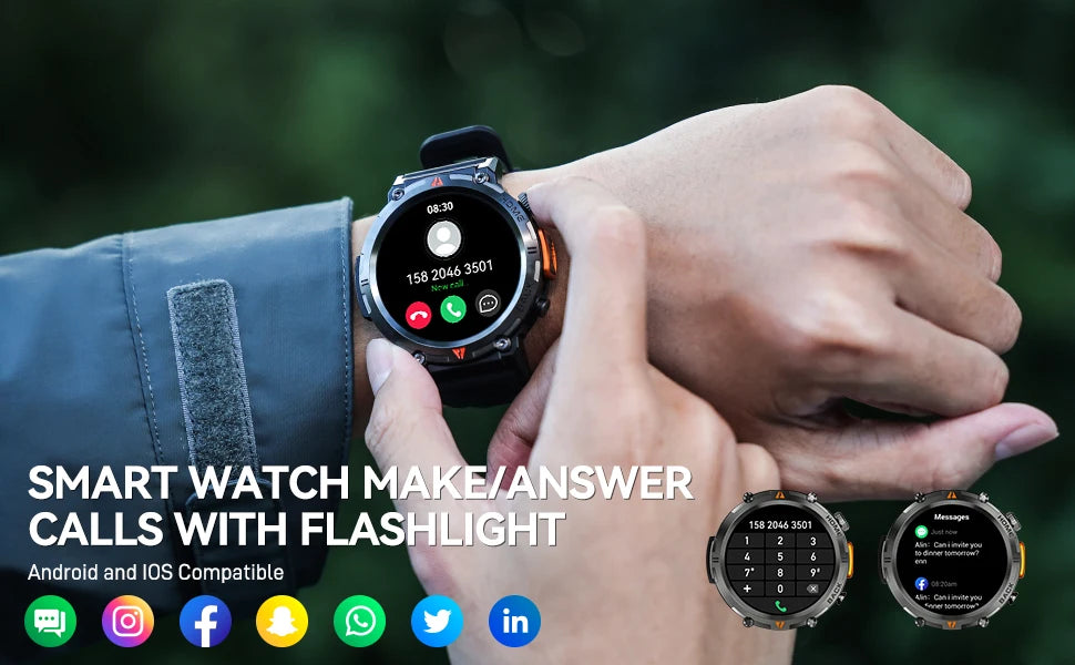 EIGIIS KE3 Bluetooth Smartwatch For Men Health Monitor