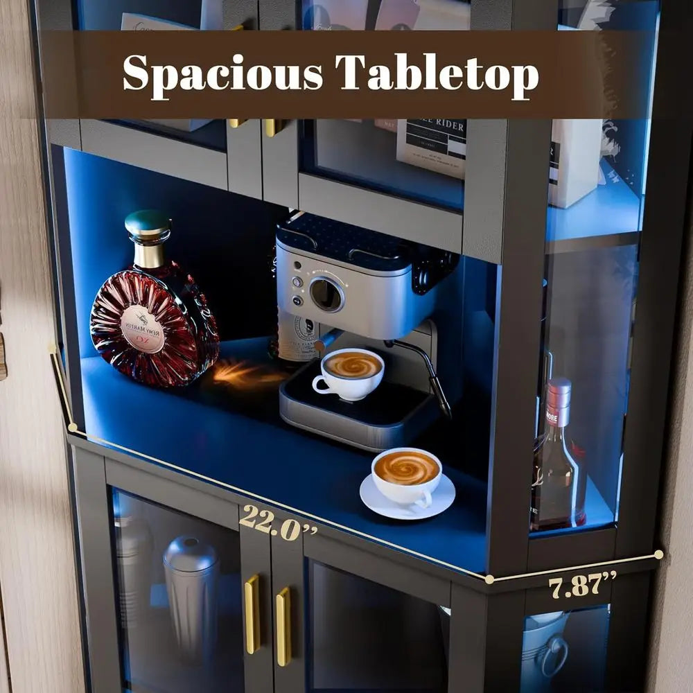 LISM LED Bar Cabinet With Glass Door And Glasses Rack