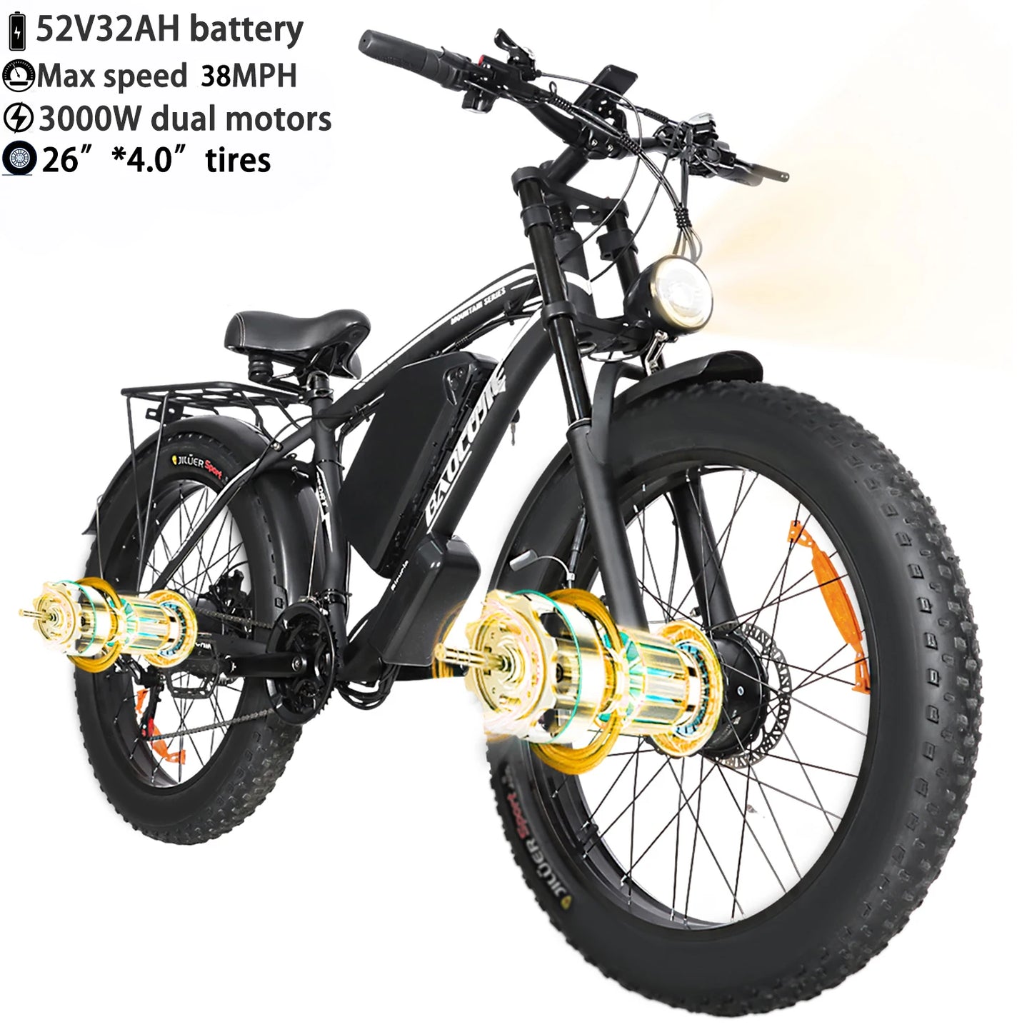 BAOLUJIE Electric Bike 1500W Peak Power E Bike for Adults