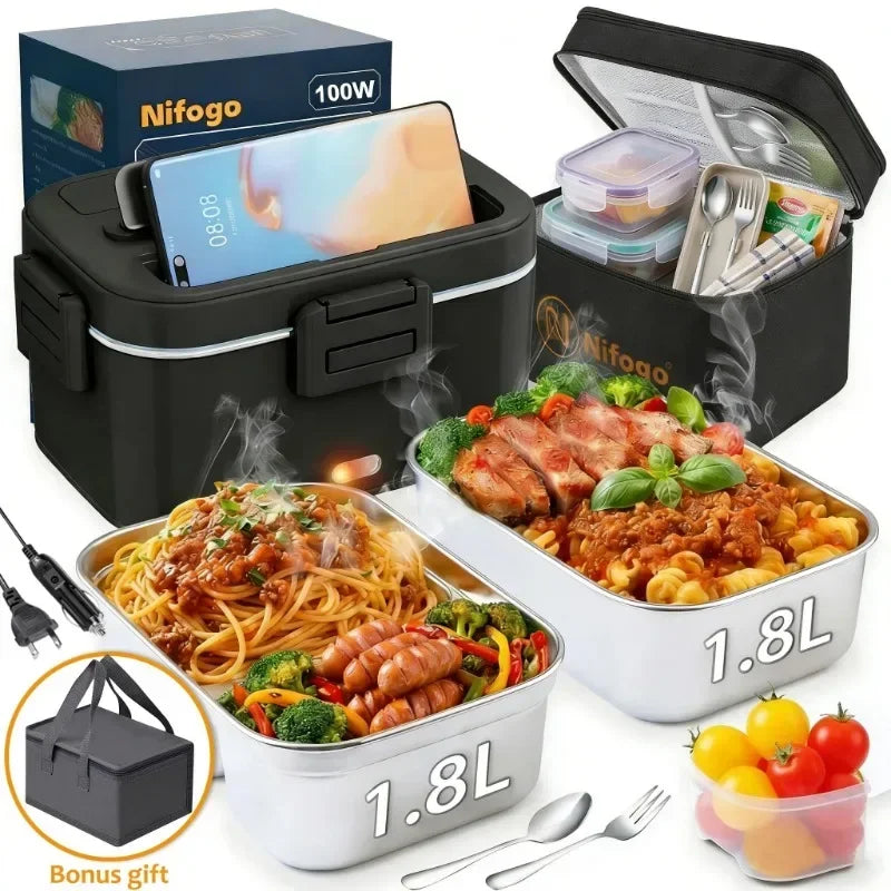 Premium Electric Heated Lunch Box With Stainless Steel Interior