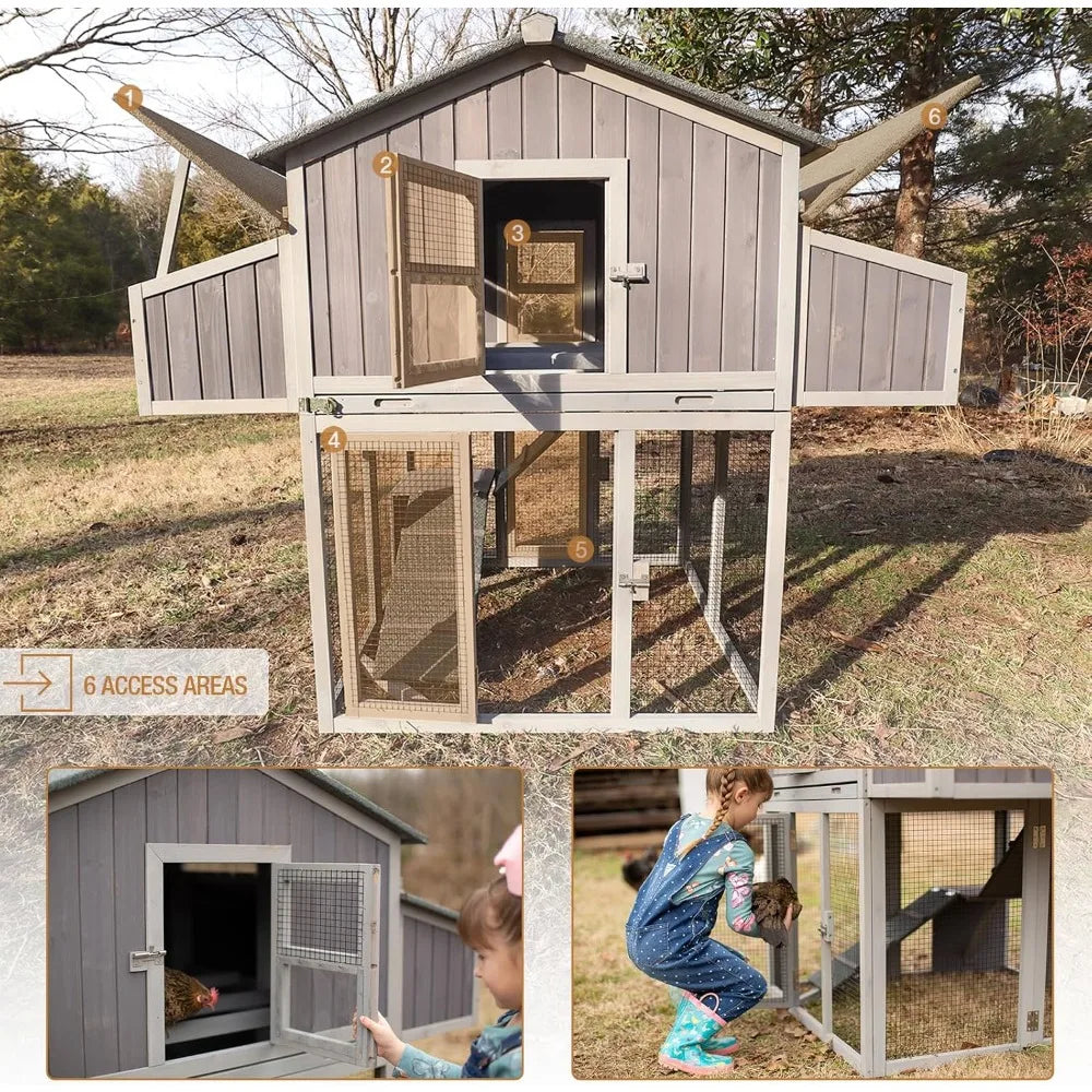 Foldable Outdoor Chicken Coop For 6-8 Chickens Weather Resistant