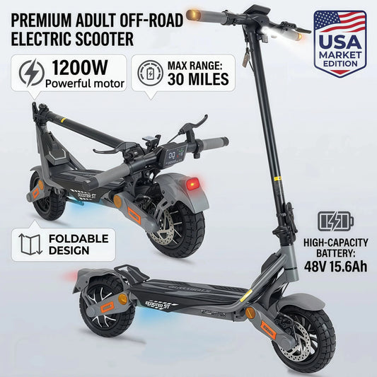 BIkydom Electric Scooter 1200W 48V Top Speed 35MPH Premium